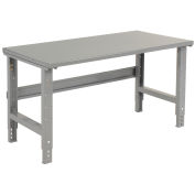 Adjustable Height Workbench C-Channel Leg, 60"W x 30"D, 1-3/4" Steel Square Edge, Gray