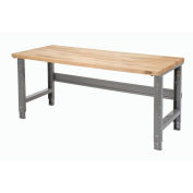 Adjustable Height Workbench C-Channel Leg, 60"W x 36"D, 1-3/4" Maple Top Square Edge, Gray