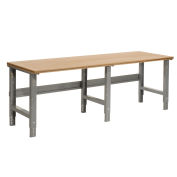 Adjustable Height Workbench, Shop Top Square Edge, 96"W x 36"D x 29-3/8 to 37-1/4"H, Gray