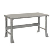 Fixed Height Workbench C-Channel Flared Leg, Steel Square Edge, 48"W x 30"D x 34"H, Gray