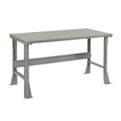 Fixed Height Workbench Flared Leg, 72"W x 36"D x 34"H, 1-3/4" Steel Square Edge, Gray