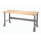 Fixed Height Workbench C-Channel Flared Leg, Maple Block Square Edge, 48"W x 30"D x 34"H, Gray