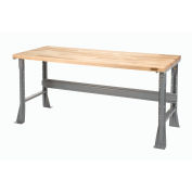 Fixed Height Workbench Flared Leg, 60"W x 36"D x 34"H, 1-3/4" Maple Top Square Edge, Gray