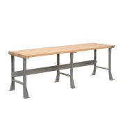 Fixed Height Workbench Flared Leg, 96"W x 36"D x 34"H, 1-3/4" Maple Top Square Edge, Gray