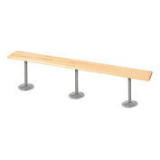 Global Industrial Locker Bench Hardwood Top w/Steel Tube Pedestals, Bolt Down 108 x 9-1/2 x 17