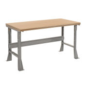 Fixed Height Workbench Flared Leg, 72"W x 36"D x 34"H, 1-1/2" Shop Top Safety Edge, Gray