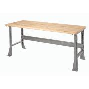 Fixed Height Workbench Flared Leg, 72"W x 36"D x 34"H, 1-3/4" Maple Top Safety Edge, Gray