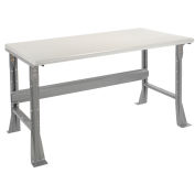 Fixed Height Workbench Flared Leg, 60"W x 30"D x 34"H, 1-5/8" Plastic Laminate Safety Edge, Gray