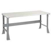 Fixed Height Workbench Flared Leg, 72"W x 30"D x 34"H, 1-5/8" Plastic Laminate Safety Edge, Gray