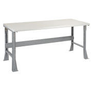Fixed Height Workbench Flared Leg, 72"W x 36"D x 34"H, 1-5/8" Plastic Laminate Safety Edge, Gray