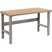 Adjustable Height Workbench C-Channel Leg, 60"W x 30"D, 1-1/2" Shop Top Safety Edge, Gray