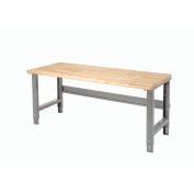 Adjustable Height Workbench C-Channel Leg, 72"W x 30"D, 1-3/4" Maple Top Safety Edge, Gray