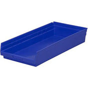 Plastic Shelf Bin Nestable 11-1/8"W x 23-5/8" D x 4"H Blue - Pkg Qty 6