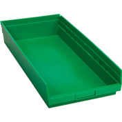 Plastic Shelf Bin Nestable 11-1/8"W x 23-5/8" D x 4"H Green - Pkg Qty 6