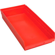 Plastic Shelf Bin Nestable 11-1/8"W x 23-5/8" D x 4"H Red - Pkg Qty 6