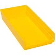 Plastic Shelf Bin Nestable 11-1/8"W x 23-5/8" D x 4"H Yellow - Pkg Qty 6