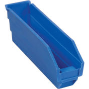 Nestable Shelf Storage Bin, Plastic, 2-3/4"W x 11-5/8"D x 4"H, Blue - Pkg Qty 24