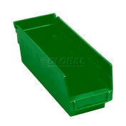 Nestable Shelf Bin, Plastic, 4-1/8"W x 11-5/8"D x 4"H, Green - Pkg Qty 24