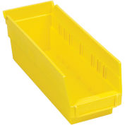 Nestable Shelf Bin, Plastic, 4-1/8"W x 11-5/8"D x 4"H, Yellow - Pkg Qty 24