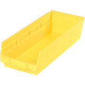 Nestable Shelf Bin, Plastic, 6-5/8"W x 17-7/8" D x 4"H, Yellow - Pkg Qty 12