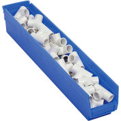 Plastic Shelf Bin Nestable 4-1/8"W x 23-5/8" D x 4"H Blue - Pkg Qty 12