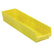 Plastic Shelf Bin Nestable 6-5/8"W x 23-5/8" D x 4"H Yellow - Pkg Qty 6