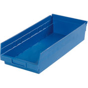 Plastic Shelf Bin Nestable 8-3/8"W x 17-7/8" D x 4"H Blue - Pkg Qty 12