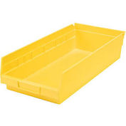 Plastic Shelf Bin Nestable 8-3/8"W x 17-7/8" D x 4"H Yellow - Pkg Qty 12
