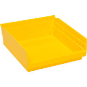 Plastic Shelf Bin Nestable 11-1/8"W x 11-5/8" D x 4"H Yellow - Pkg Qty 12