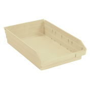 Plastic Shelf Bin Nestable 11-1/8"W x 17-7/8" D x 4"H Beige - Pkg Qty 12