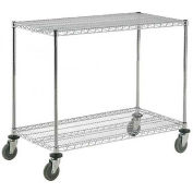 Nexel Adjustable Chrome Wire Shelf Cart, 2 Shelves, 800 Lb. Capacity, 60"L x 18"W x 40"H