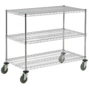 Nexel Adjustable Chrome Wire Shelf Cart, 3 Shelves, 800 Lb. Capacity, 36"L x 18"W x 40"H