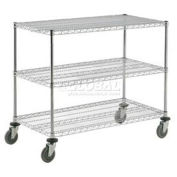 Nexel Adjustable Chrome Wire Shelf Cart, 3 Shelves, 800 Lb. Capacity, 36"L x 24"W x 40"H