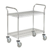 Wire Utility Cart, 2 Shelves, 800 Lb. Capacity, 48"L x 24"W x 38"H