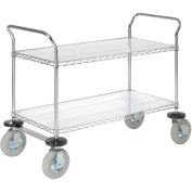 Chrome Wire Shelf Instrument Cart, 2 Shelves, 1200 Lb. Cap.