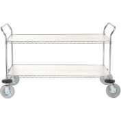 Nexel Chrome Wire Shelf Instrument Cart, 2 Shelves, 1200 Lb. Cap.