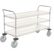 Chrome Wire Shelf Instrument Cart, 3 Shelves, 1200 Lb. Cap.