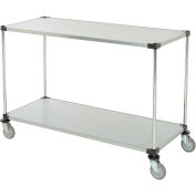 Nexel Adjustable Solid Galvanized Shelf Cart, 2 Shelves, 800 Lb. Cap, 60"L x 18"W x 40"H