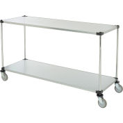 Nexel Adjustable Solid Galvanized Shelf Cart, 2 Shelves, 800 Lb. Cap, 72"L x 24"W x 40"H