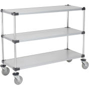 Nexel Adjustable Solid Galvanized Shelf Cart, 3 Shelves, 800 Lb. Cap, 48"L x 18"W x 40"H