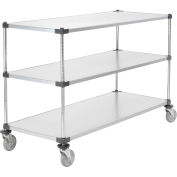 Nexel Adjustable Solid Galvanized Shelf Cart, 3 Shelves, 800 Lb. Cap, 60"L x 24"W x 40"H