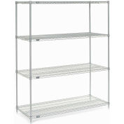 Nexel Wire Shelving, Poly-Z-Brite, 60"W X 24"D X 74"H