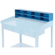 8 Pigeon Hole Riser for 48"W Shop Desk, 48"W x 9"D x 11"H, Blue