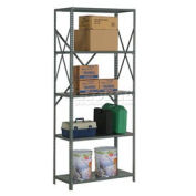 Global Industrial 5 Shelf, 20 Ga Open Steel Shelving Unit, 36"W x 12"D x 85"H, Gray