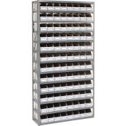 Open Bin Shelving w/13 Shelves & 96 White Bins, 36x18x73