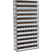 Open Bin Shelving w/13 Shelves & 144 White Bins, 36x12x73