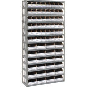 Open Bin Shelving w/13 Shelves & 72 White Bins, 36x18x73