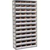 Open Bin Shelving w/13 Shelves & 48 White Bins, 36x12x73