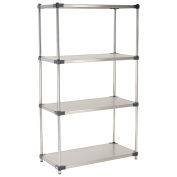 Nexel Stainless Steel Solid Shelving, 36"W x 24"D x 63"H
