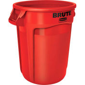 RUBBERMAID Brute® 32 Gallon Trash Container w/Venting Channels - Red